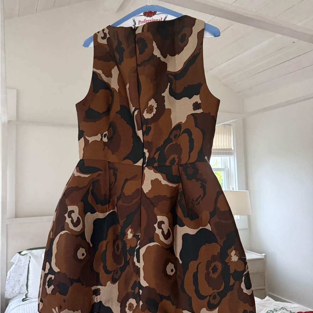 Amanda Uprichard Brown Floral Jacquard Mini Dress - Picture 5 of 10